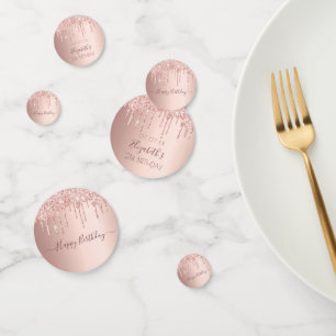 21st birthday party rose gold glitter drips pink confetti