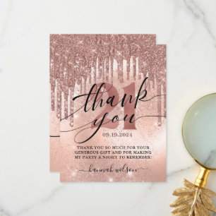 21st Birthday Party Rose Gold Thank You Card