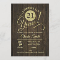 21st Birthday Party - Rustic Wood Gold