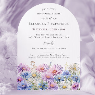 21st Birthday Party September Birth Month Flower Invitation
