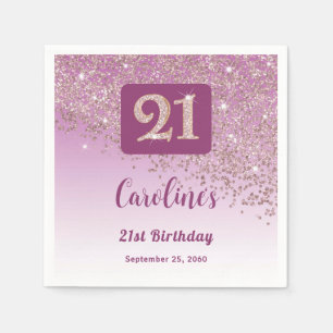 21st Birthday Party Sparkling Rose Gold Glitter Napkin