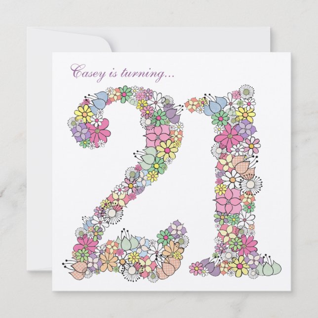 21st Birthday Party Spring Bloom Custom Invitation (Front)
