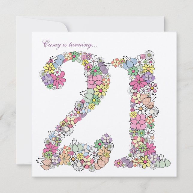 21st Birthday Party Spring Bloom Custom Invitation (Front)