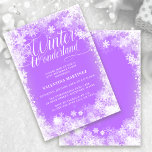 21ST Birthday Party Winter Wonderland Snowflake Invitation<br><div class="desc">Elegant winter wonderland 21st birthday invitation features beautiful calligraphy surrounded by a lush snowflake and snow border. The snowflakes pop against the pretty soft purple background. You can actually change the background colour to any colour. Winter Wonderland can't be changed, but all of the remaining text can be edited. This...</div>