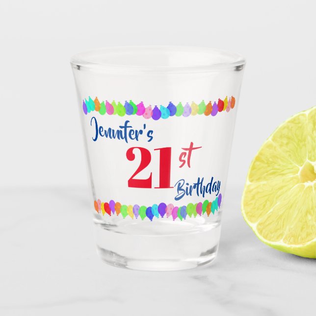 21st Birthday Personalise Shot Glass (Front)