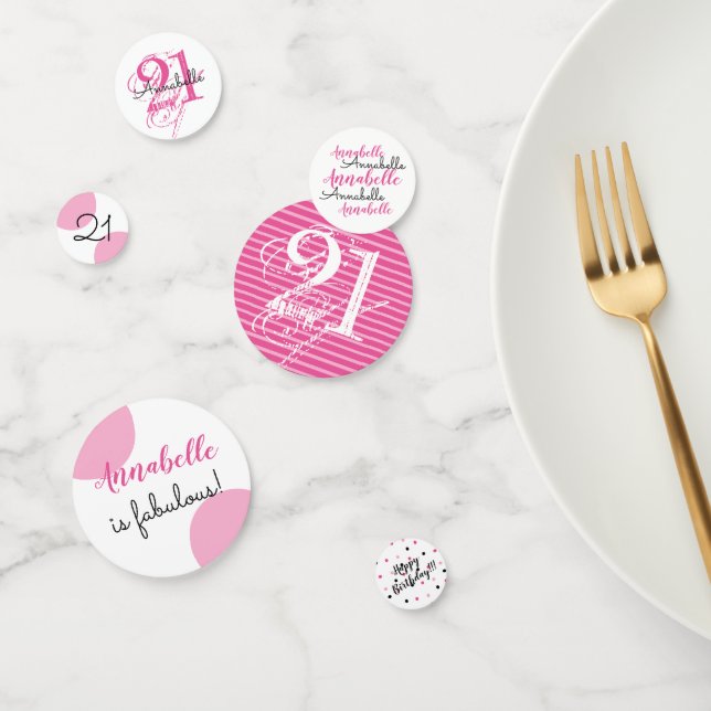 21st Birthday Personalised pink themed Confetti (Group)