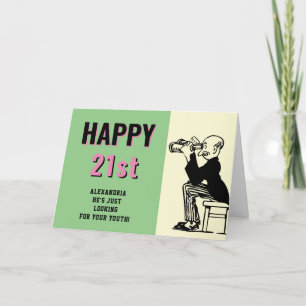 21st Birthday Personalised Retro Funny Cartoon Card