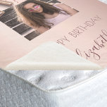 21st birthday photo blush pink rose gold glitter sherpa blanket<br><div class="desc">A gift for a girly and glamourous 21st birthday. A rose gold, pink gradient background with elegant rose gold coloured faux glitter drips, paint dripping look. Personalise and add your own high quality photo of the birthday girl. The text: The name is written in dark rose gold with a modern...</div>