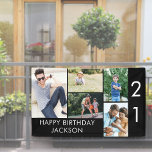 21st Birthday Photo Collage 5 Picture Black White<br><div class="desc">Personalised banner celebrating a 21st Birthday - or customise for any other age! The photo template is set up for you to add 5 of your favourite photos which are displayed in a photo collage of horizontal landscape and vertical portrait formats. The wording simply reads "Happy Birthday [your name]" in...</div>