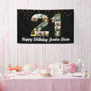 21st birthday Photo Collage happy birthday event Banner