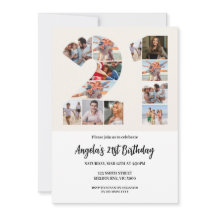21st Birthday Photo Collage Invitation