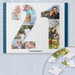 21st Birthday Photo Collage Number 21 Keepsake Jigsaw Puzzle<br><div class="desc">Create your own photo puzzle for a unique 21st birthday gift. Holding 10 custom photos, the photo puzzle can be further personalised with a name and/or short message. The number 21 photo collage has a variety of landscape, square and portrait photos, giving you lots of flexibility in placing your favourite...</div>