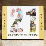 21st Birthday Photo Collage Number 21 Neutral Canvas Print<br><div class="desc">Create your own unique 21st Birthday Gift. This smart canvas is a great way to display your photo collage. The template is set up ready for you to add your favourite photos, which will automatically appear in the shape of the number 21. You can also add your name and birth...</div>