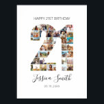 21st Birthday Photo Collage Poster<br><div class="desc">Create your own personalised birthday photo collage poster featuring your favourite pictures in the shape of the number 21.</div>
