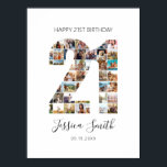 21st Birthday Photo Collage Poster<br><div class="desc">Create your own personalised birthday photo collage poster featuring your favourite pictures in the shape of the number 21.</div>