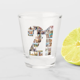 21st Birthday Photo Collage Shot Glass