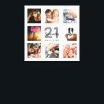 21st birthday photo collage white monogram canvas print<br><div class="desc">A unique 21st birthday gift or keepsake,  celebrating her life with a collage of 8 of your photos. Add images of her family,  friends,  pets,  hobbies or dream travel destination. Personalise and add a name,  age 21 and a date.  Grey and black coloured letters.  A chic white background.</div>