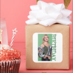 21st Birthday Photo college Party favor Square Sticker<br><div class="desc">21st Birthday Photo Party Favor Sticker Add a personal touch to your 21st birthday celebration with this photo party favor sticker, featuring the same modern rectangular photo frame as the invitation. The cutout frame displays your favourite photo with “BIRTHDAY” running vertically along the side, making every sticker a stylish keepsake....</div>