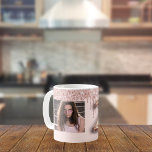21st birthday photo rose gold pink drips coffee mug<br><div class="desc">A gift for 21st birthday. A blush pink background decorated with elegant rose gold coloured drips,  paint dripping look. Personalise and add your own photo of the birthday girl. Number 21 is written with a trendy balloon style font.</div>