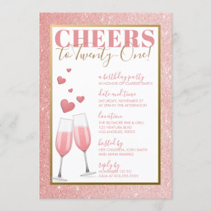 21st BIRTHDAY PINK CHAMPAGNE Invitation