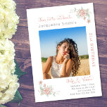 21st Birthday Pink  Invitation<br><div class="desc">A modern and minimalist 21st birthday invitation. Our collection of elegant 21st birthday invitations designs means you can guarantee that RSVP. The soft pastel pink floral touches are subtle to let the radiance of your photograph shine through.</div>