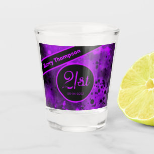 21st Birthday Purple Paint Splatter Shot glass