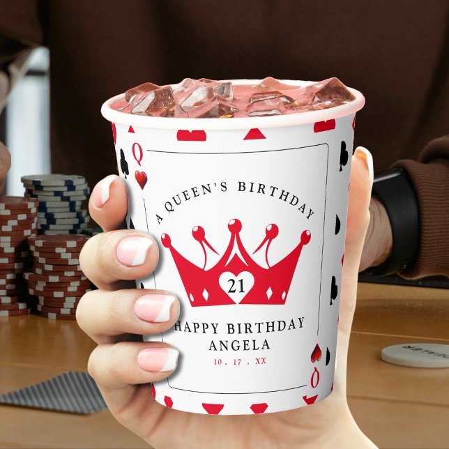 21st Birthday Queen of Hearts Casino Poker Card Paper Cups (21st Birthday Queen of Hearts Casino Poker Card Paper Cups
)