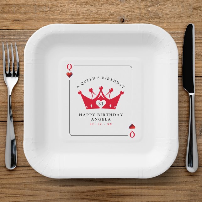 21st Birthday Queen of Hearts Casino Poker Card Paper Plate (21st Birthday Queen of Hearts Casino Poker Card Paper Plates
)