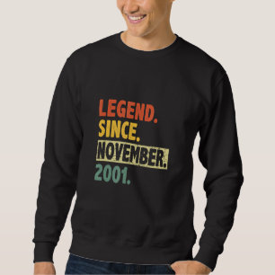 21st Birthday Retro 21 Years Old Legend Since Nove Sweatshirt