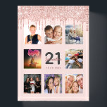 21st birthday rose gold blush pink glitter photo paperweight<br><div class="desc">A glamorous and unique 21st birthday gift or keepsake, celebrating her life with a collage of 8 of your photos. Personalize and add a name, age 21 and a date. Gray and dark rose gold colored letters. Elegant and trendy blush pink background color. Decorated with rose gold colored faux glitter...</div>