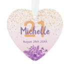 21st birthday rose gold confetti purple flowers