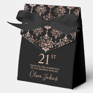 21st Birthday Rose Gold Elegant Thank You  Favour Box