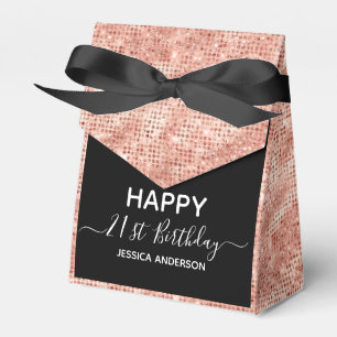 21st Birthday Rose Gold Glitter Favour Box
