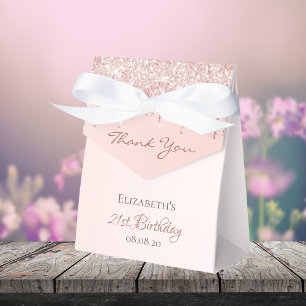 21st Birthday rose gold glitter glam thank you Favour Box