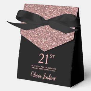 21st Birthday Rose Gold Glitter Thank You Favour Box