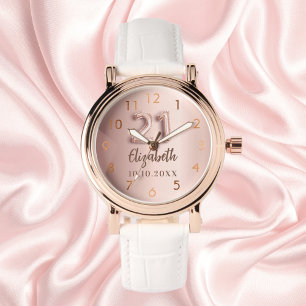 21st Birthday rose gold name Watch