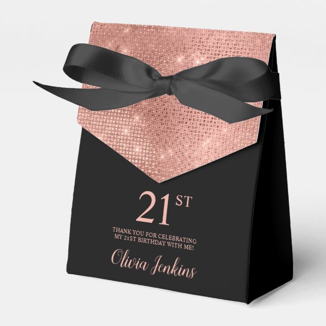 21st Birthday Rose Gold Thank You Favor Box (Front Side)