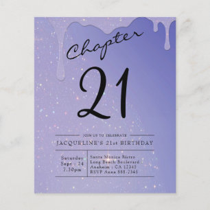 21st Birthday Script Glitter Invitation Flyer