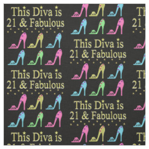 21ST BIRTHDAY SHOE QUEEN DESIGN FABRIC