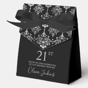 21st Birthday Silver Elegant Thank You  Favour Box