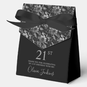 21st Birthday Silver Floral Thank You Favour Box