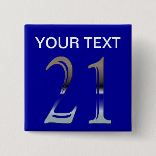 21st Birthday Silver Number 21 15 Cm Square Badge
