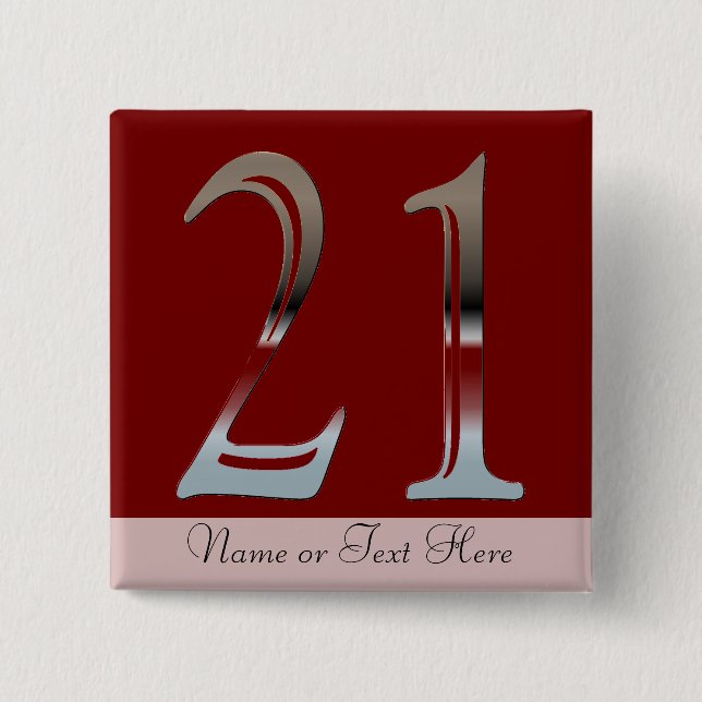 21st Birthday Silver Number 21 15 Cm Square Badge (Front)
