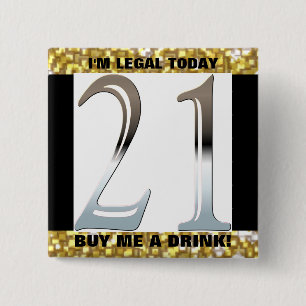 21st Birthday Silver Number 21 15 Cm Square Badge