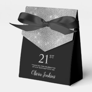 21st Birthday Silver Thank You Favour Box