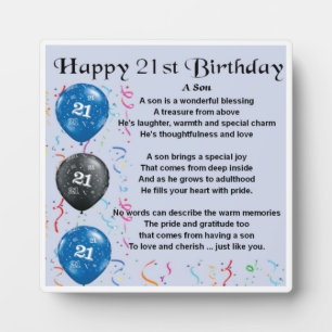 21st  Birthday Son Poem Plaque