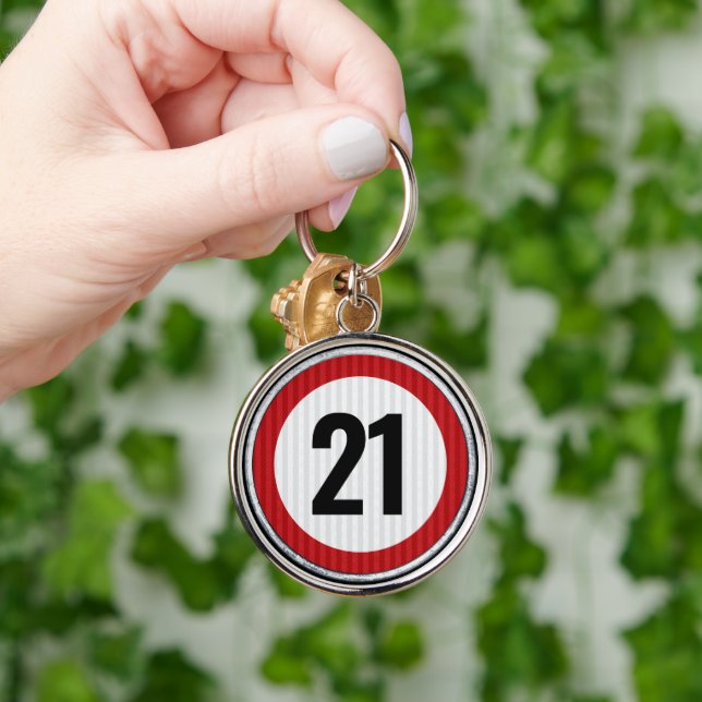 21st Birthday Speed Limit Sign - ANY AGE Key Ring (Hand)
