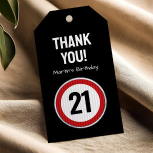 21st Birthday Speed Limit Sign Thank you Gift Tags