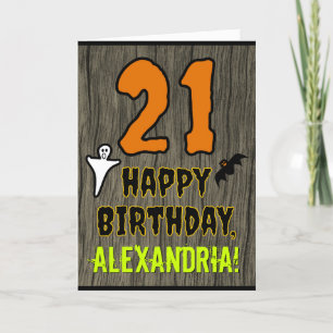 21st Birthday: Spooky Halloween Theme, Custom Name Card