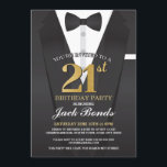 21st Birthday Spy Suit Black tie Gold Invitation<br><div class="desc">21st Birthday Spy Suit Black tie Gold Invitation

SIMPLY CHANGE THE TEXT TO SUIT YOUR PARTY. Back print included.</div>